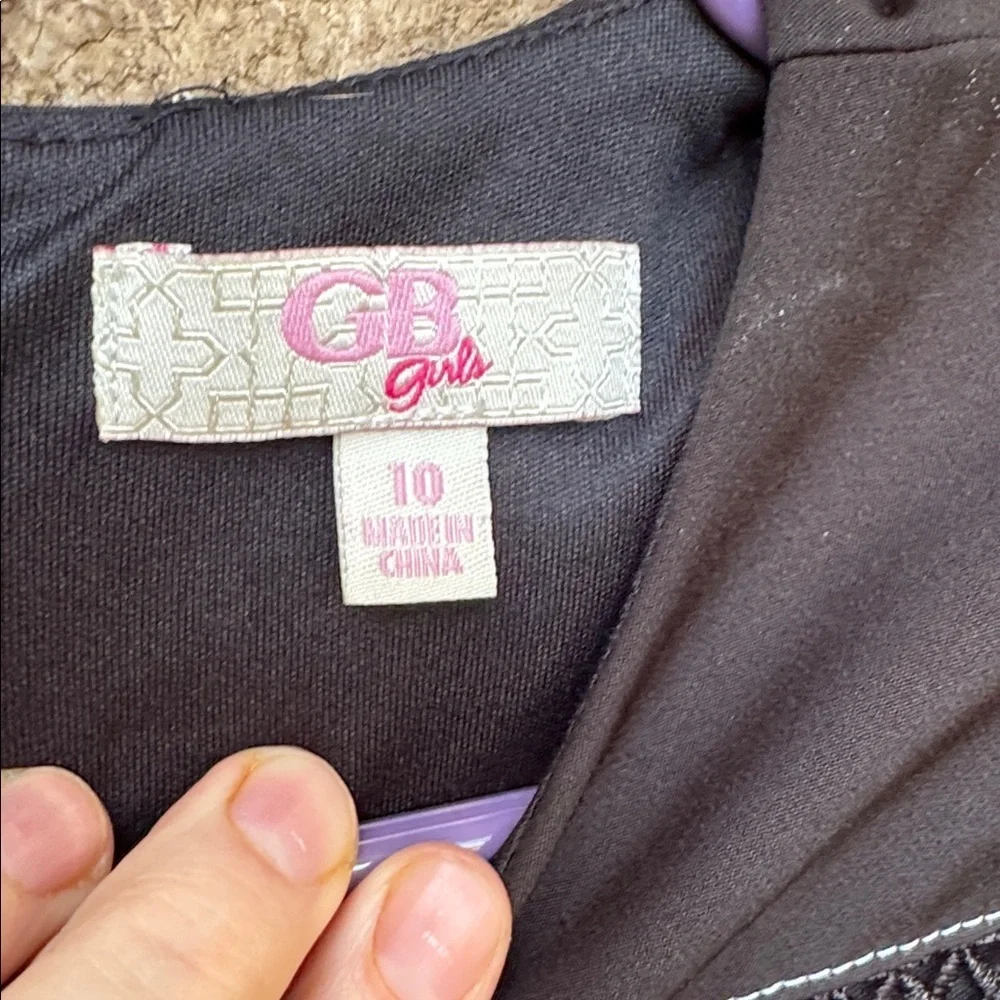 GB Girls Black Mini Dress with Ruffled Sleeves size 10